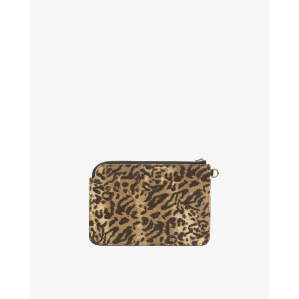 Isabel Marant Oskan Pony Leather Zip Pouch in Fauve | Wallets & Purses | Coveti
