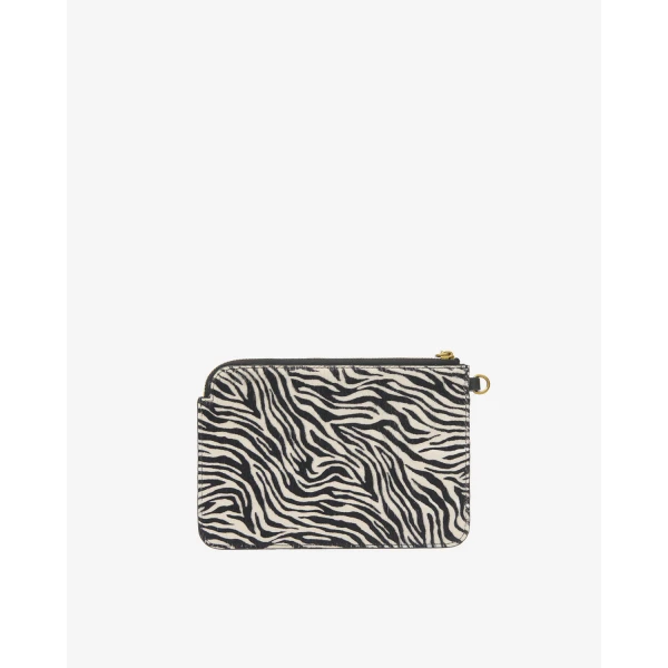 Isabel Marant Oskan Pony Leather Zip Pouch in Zebra | Wallets & Purses | Coveti