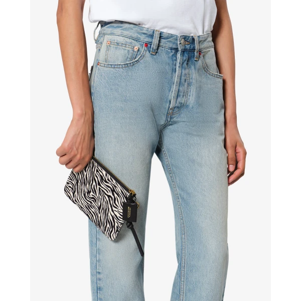 Isabel Marant Oskan Pony Leather Zip Pouch in Zebra | Wallets & Purses | Coveti