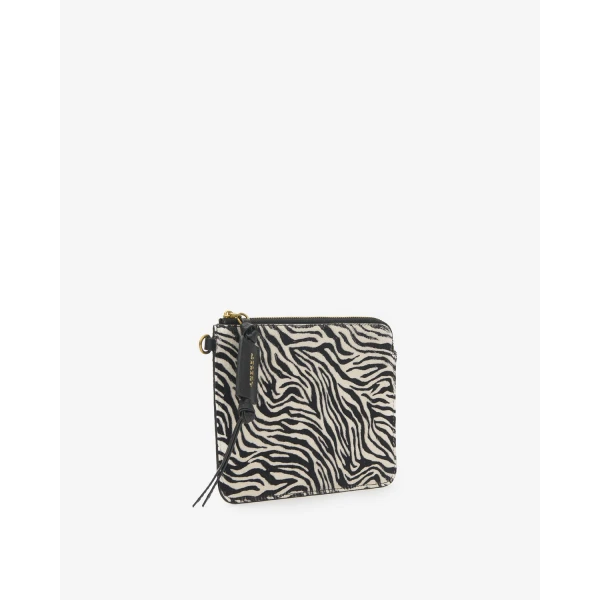 Isabel Marant Oskan Pony Leather Zip Pouch in Zebra | Wallets & Purses | Coveti