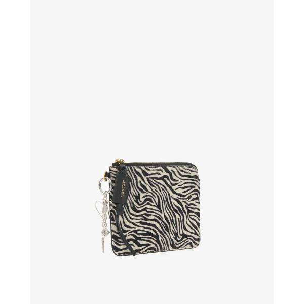 Isabel Marant Oskan Pony Leather Zip Pouch in Zebra | Wallets & Purses | Coveti