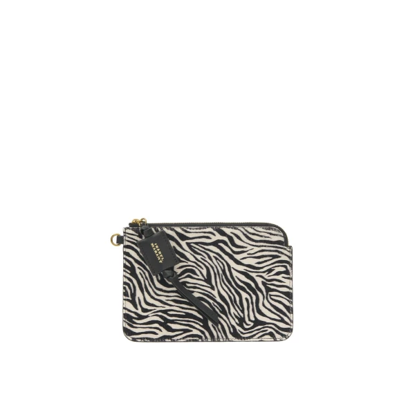 Oskan Pony Leather Zip Pouch in Zebra