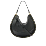 Isabel Marant Oskan Soft L Bag in Grained Leather, Black | Women | Coveti