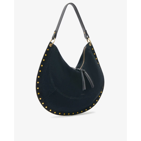 Isabel Marant Oskan Soft L Suede Bag in Black | Shoulder & Crossbody Bags | Coveti