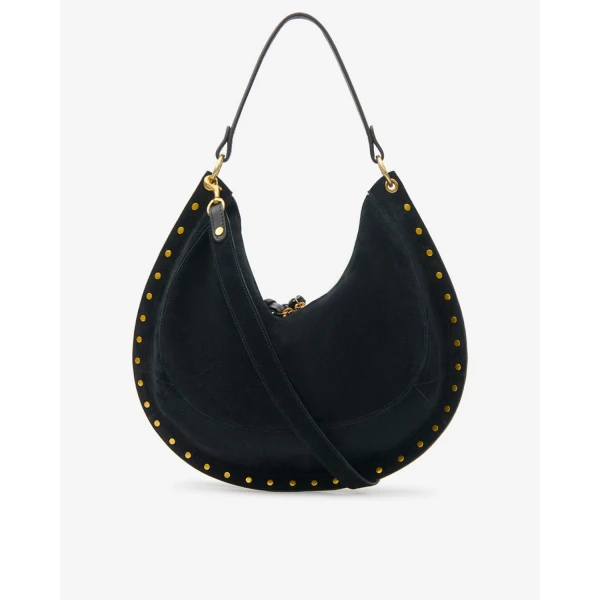 Isabel Marant Oskan Soft L Suede Bag in Black | Shoulder & Crossbody Bags | Coveti