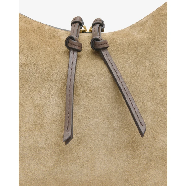 Isabel Marant Oskan Soft L Suede Bag in Smoky Taupe | Shoulder & Crossbody Bags | Coveti