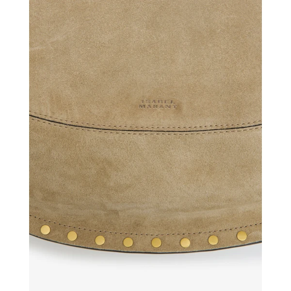Isabel Marant Oskan Soft L Suede Bag in Smoky Taupe | Shoulder & Crossbody Bags | Coveti