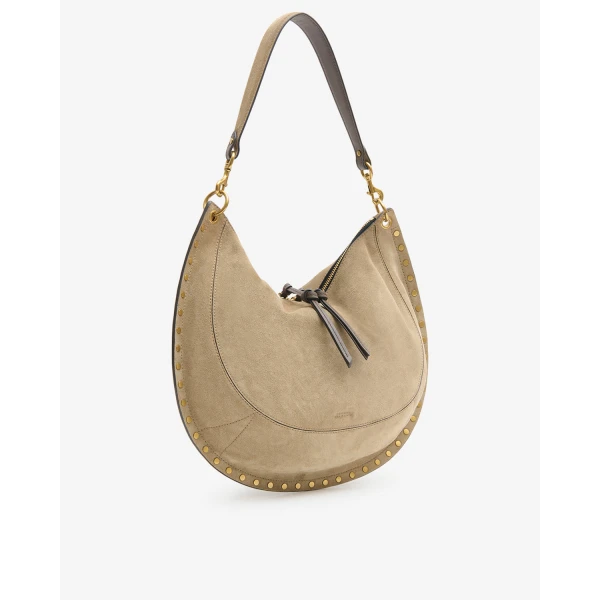 Isabel Marant Oskan Soft L Suede Bag in Smoky Taupe | Shoulder & Crossbody Bags | Coveti