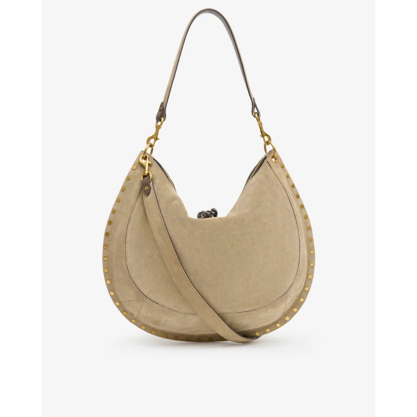 Isabel Marant Oskan Soft L Suede Bag in Smoky Taupe | Shoulder & Crossbody Bags | Coveti