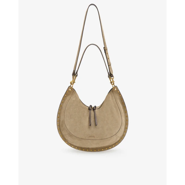 Isabel Marant Oskan Soft L Suede Bag in Smoky Taupe | Shoulder & Crossbody Bags | Coveti