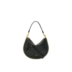Isabel Marant Oskan Soft Zip Bag in Grained Leather, Black | Women | Coveti