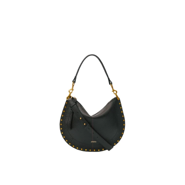 Isabel Marant Oskan Soft Zip Bag in Grained Leather, Black | Women | Coveti