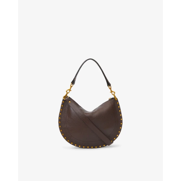 Isabel Marant Oskan Soft Zip Bag in Grained Leather, Coffee | Shoulder & Crossbody Bags | Coveti