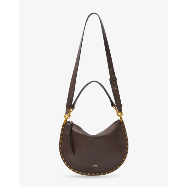 Isabel Marant Oskan Soft Zip Bag in Grained Leather, Coffee | Shoulder & Crossbody Bags | Coveti