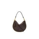 Isabel Marant Oskan Soft Zip Bag in Grained Leather, Coffee | Women | Coveti