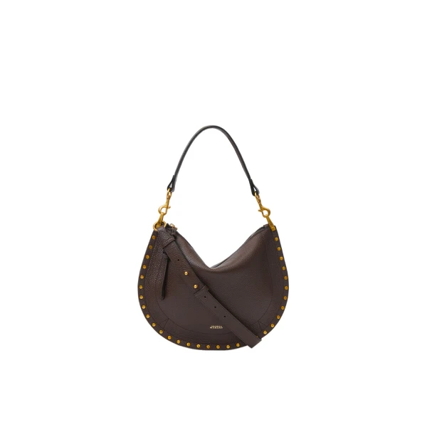 Isabel Marant Oskan Soft Zip Bag in Grained Leather, Coffee | Women | Coveti