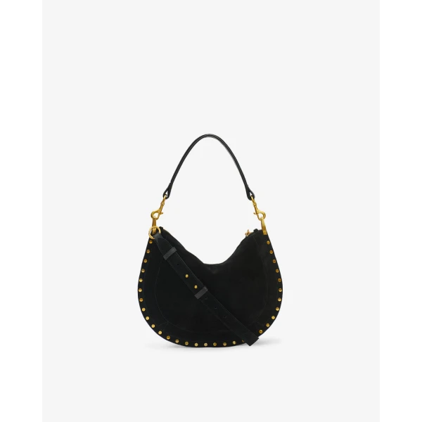Isabel Marant Oskan Soft Zip Bag in Suede Leather, Black | Shoulder & Crossbody Bags | Coveti