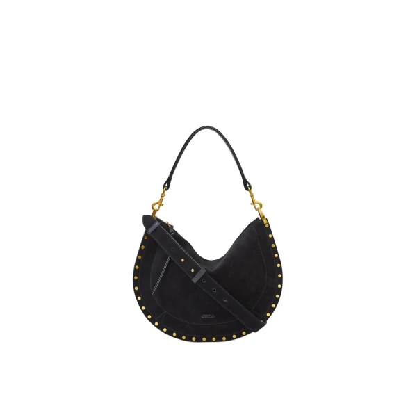 Isabel Marant Oskan Soft Zip Bag in Suede Leather, Black | Women | Coveti