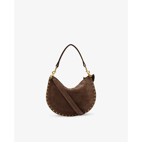 Isabel Marant Oskan Soft Zip Bag in Suede Leather, Coffee | Shoulder & Crossbody Bags | Coveti