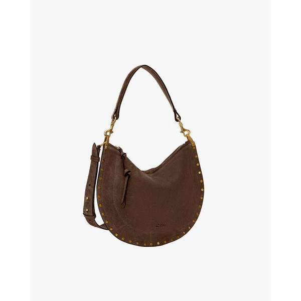 Isabel Marant Oskan Soft Zip Bag in Suede Leather, Coffee | Shoulder & Crossbody Bags | Coveti