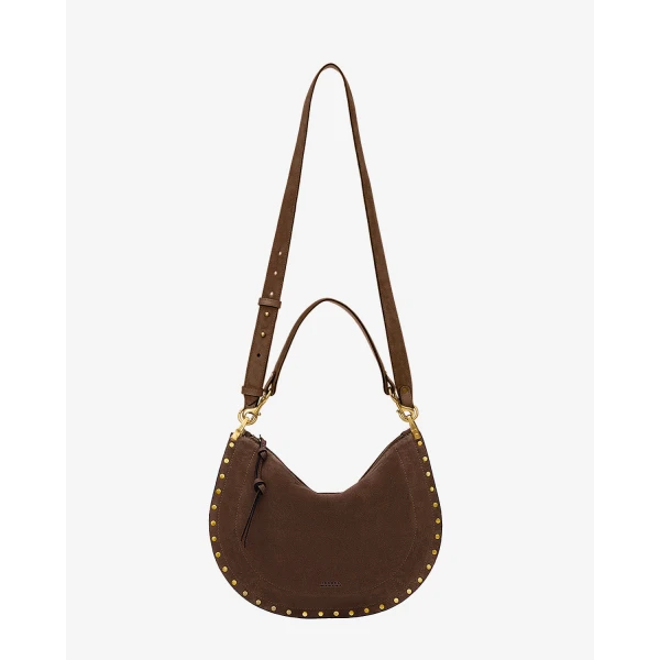 Isabel Marant Oskan Soft Zip Bag in Suede Leather, Coffee | Shoulder & Crossbody Bags | Coveti