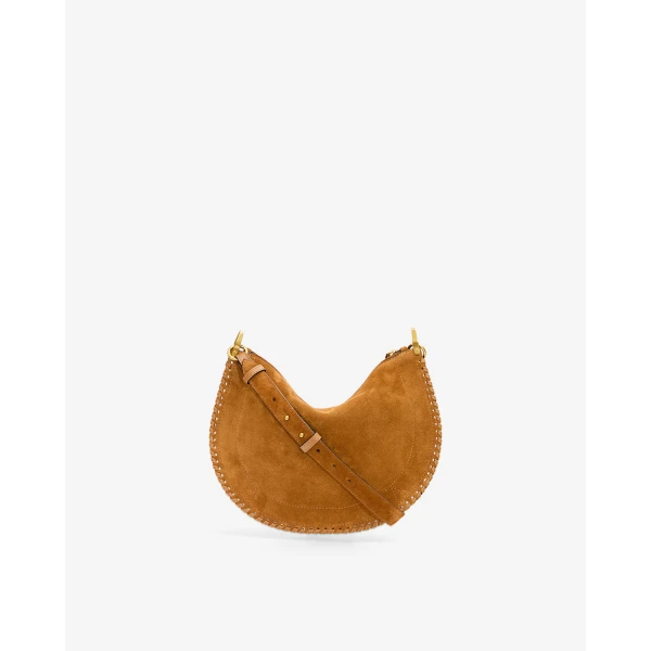 Isabel Marant Oskan Soft Zip Bag in Suede Leather, Cognac | Shoulder & Crossbody Bags | Coveti