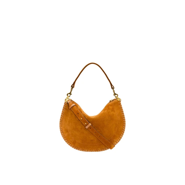 Isabel Marant Oskan Soft Zip Bag in Suede Leather, Cognac | Women | Coveti