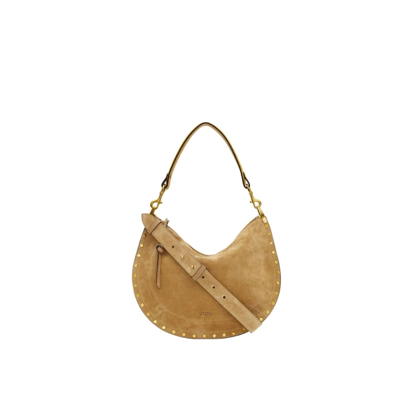 Oskan Soft Zip Bag in Suede Leather, Taupe