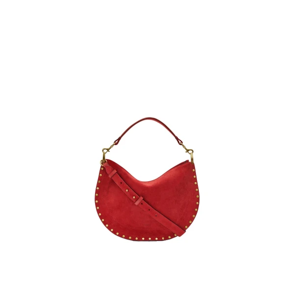 Isabel Marant Oskan Soft Zip Bag in Suede Leather, Scarlet Red | Women | Coveti