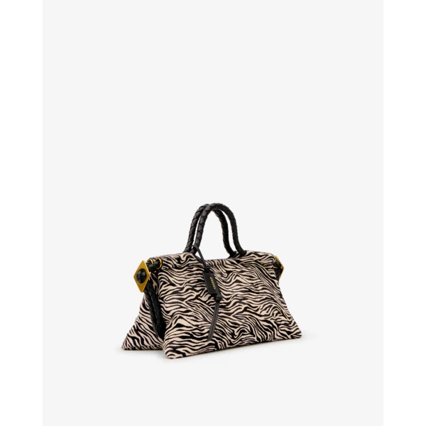 Isabel Marant Pipa M Bag in Pony Leather, Zebra | Shoulder & Crossbody Bags | Coveti