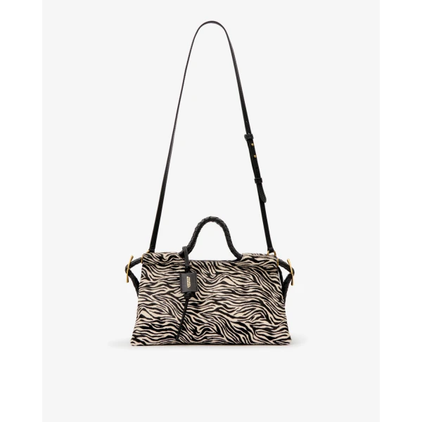 Isabel Marant Pipa M Bag in Pony Leather, Zebra | Shoulder & Crossbody Bags | Coveti