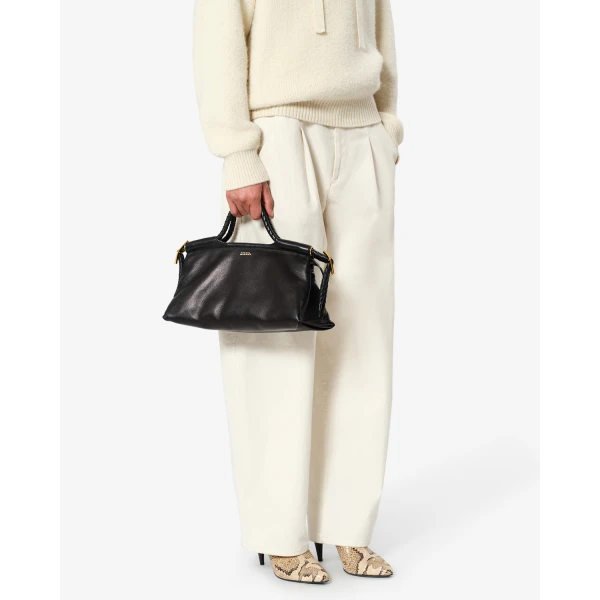 Isabel Marant Pipa M Leather Bag in Black | Shoulder & Crossbody Bags | Coveti