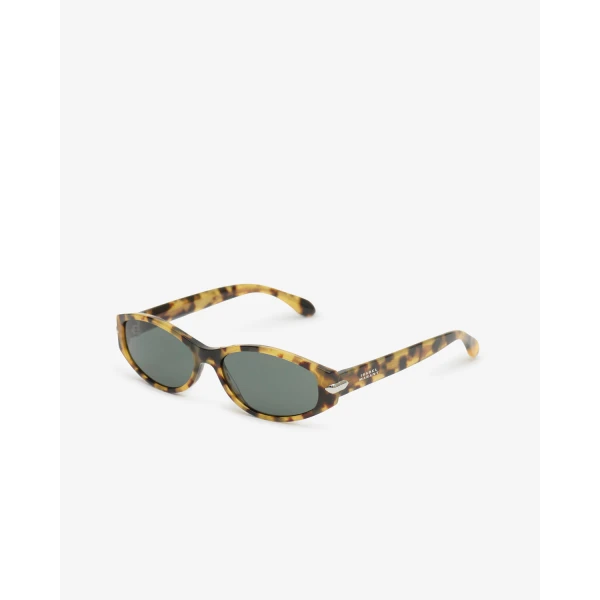 Isabel Marant Pixa Sunglasses in Havana Honey and Green | Sunglasses | Coveti