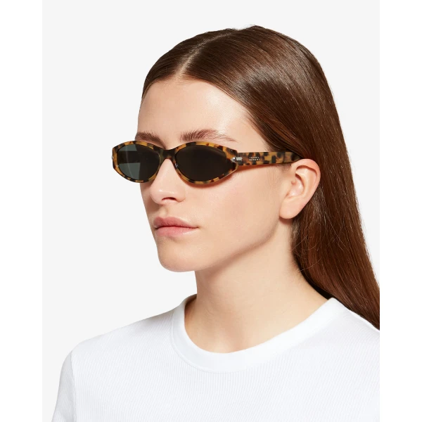 Isabel Marant Pixa Sunglasses in Havana Honey and Green | Sunglasses | Coveti