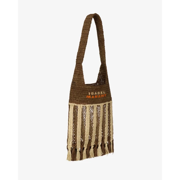 Isabel Marant Praia Small Shoulder Bag in Natural and Brown | Totes & Top-Handle Bags | Coveti