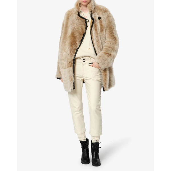 Isabel Marant Rema Shearling Coat in Ecru | Coats | Coveti