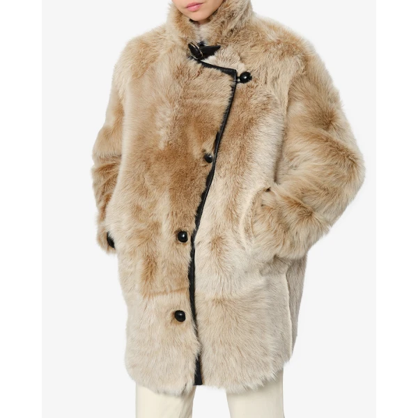Isabel Marant Rema Shearling Coat in Ecru | Coats | Coveti