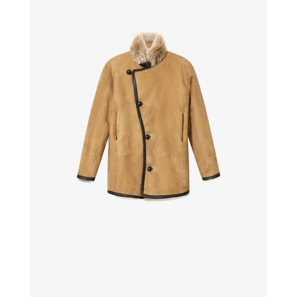 Isabel Marant Rema Shearling Coat in Ecru | Coats | Coveti