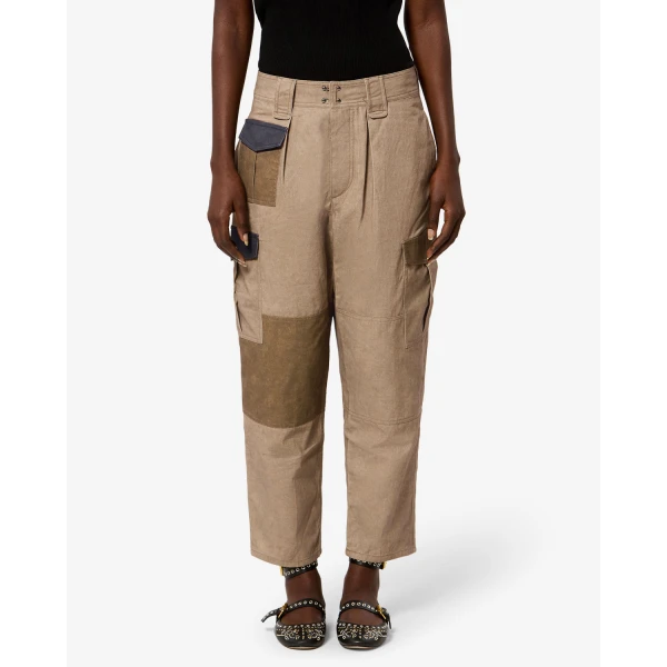 Isabel Marant Renzae Pants in Khaki | Wide leg pants | Coveti