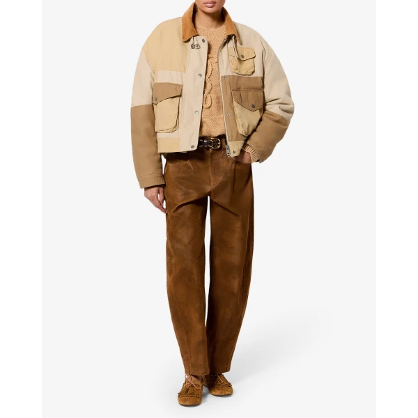 Isabel Marant Risla Jacket in Beige | Shearling Jackets | Coveti
