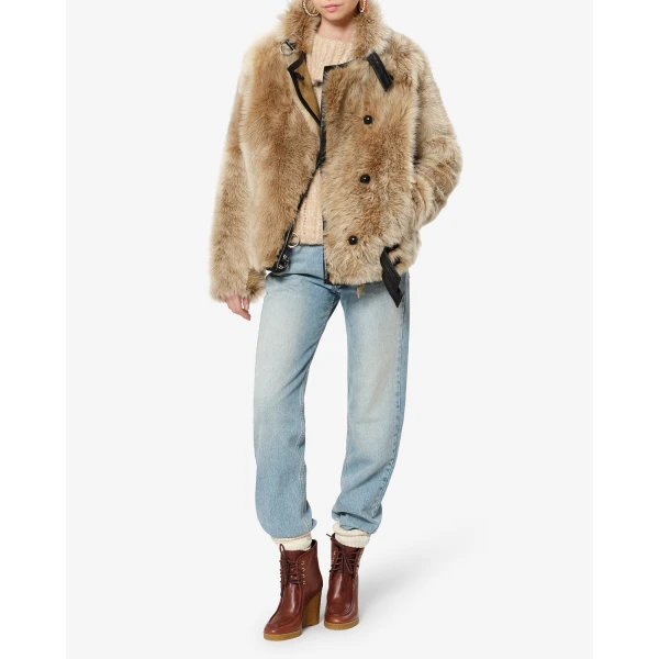 Isabel Marant Roama Shearling Coat in Ecru | Coats | Coveti