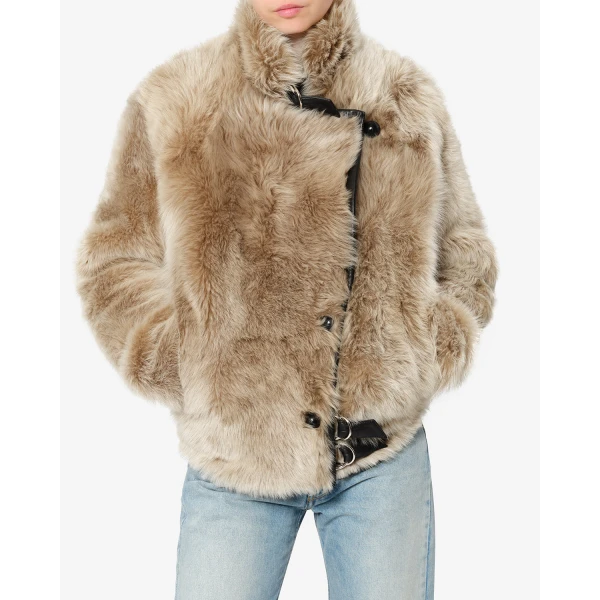 Isabel Marant Roama Shearling Coat in Ecru | Coats | Coveti