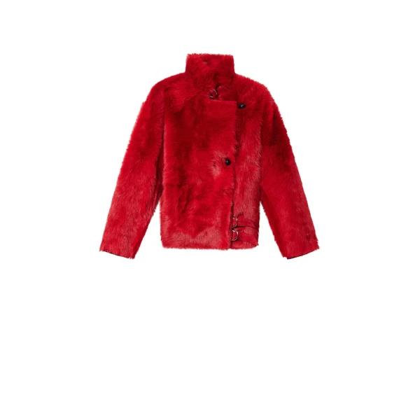 Roama Shearling Coat in Red