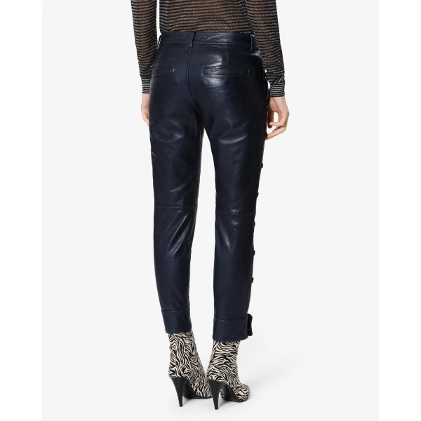 Isabel Marant Rolinda Leather Pants in Dark Navy | Pants | Coveti