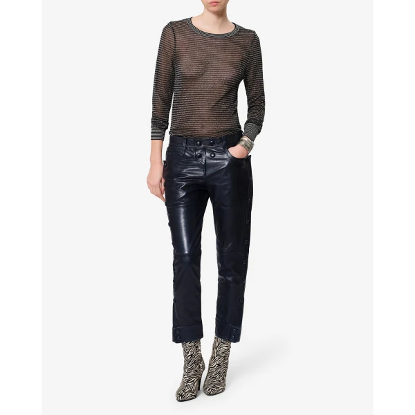 Isabel Marant Rolinda Leather Pants in Dark Navy | Pants | Coveti