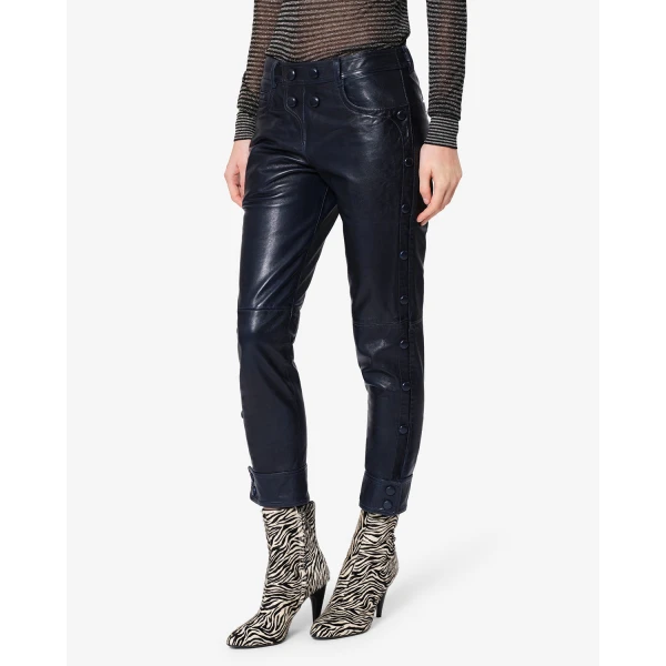 Isabel Marant Rolinda Leather Pants in Dark Navy | Pants | Coveti
