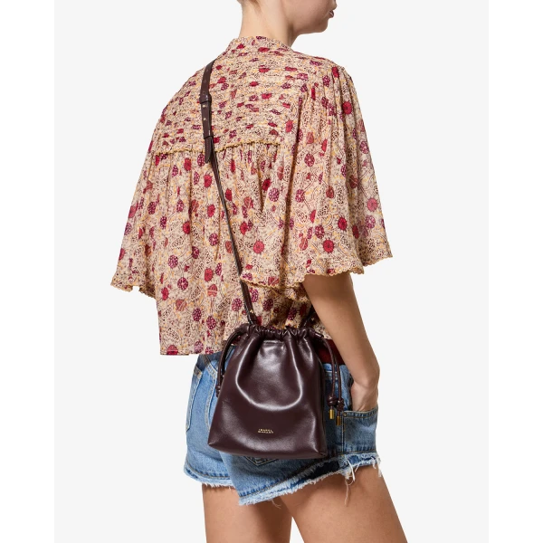 Isabel Marant Silven Mini Leather Bag in Burgundy | Mini Bags | Coveti