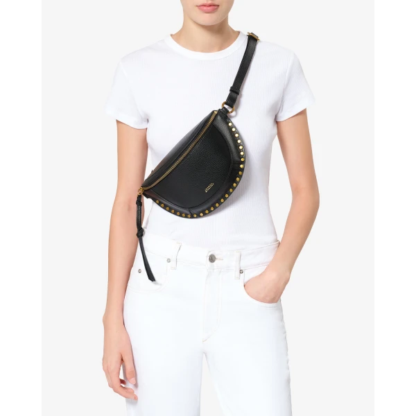 Isabel Marant Skano Belt Bag in Grained Leather, Black | Belt Bags | Coveti