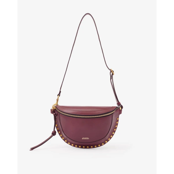 Isabel Marant Skano Belt Bag in Leather, Burgundy | Belt Bags | Coveti