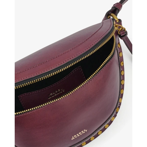 Isabel Marant Skano Belt Bag in Leather, Burgundy | Belt Bags | Coveti
